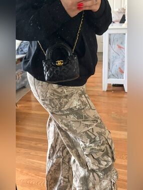 Rare VIP Mini Quilted Top Handle Crossbody Bag – Black & Gold
